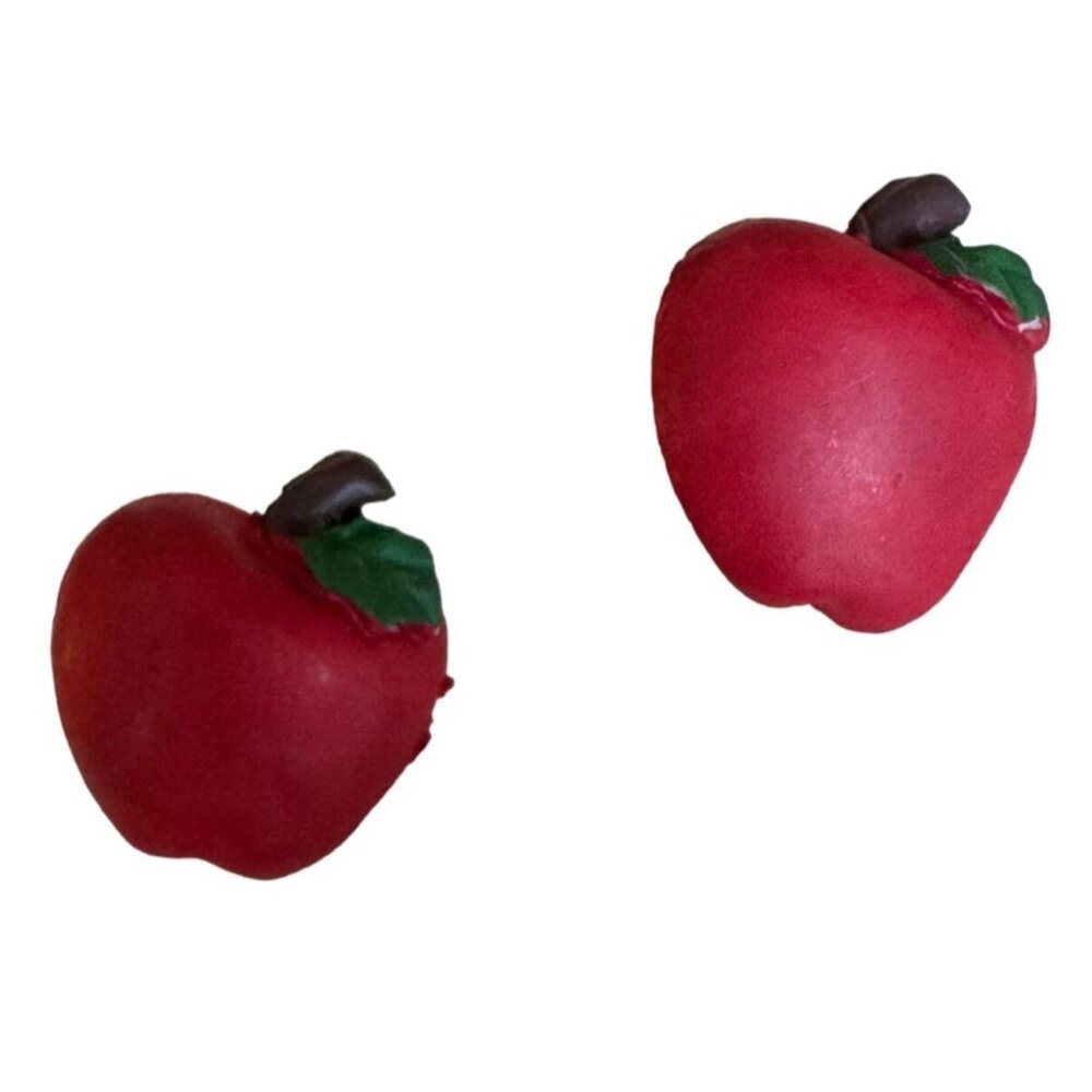 Apple Shaped Stud Earrings Vintage Teacher School Fruit Fall Harvest Jewelry